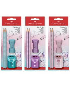 FABER CASTELL Polyblister 2 Sparkle Drvene olovke + Rezač + GumicaSo cheap